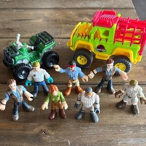 Jurassic Park Adventure Set with Human Figures and Vehicles